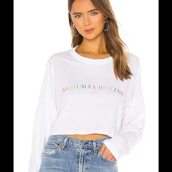 lovers and friends Human Kind Wilshire Long Sleeve Tee in White - Picture 1 of 4
